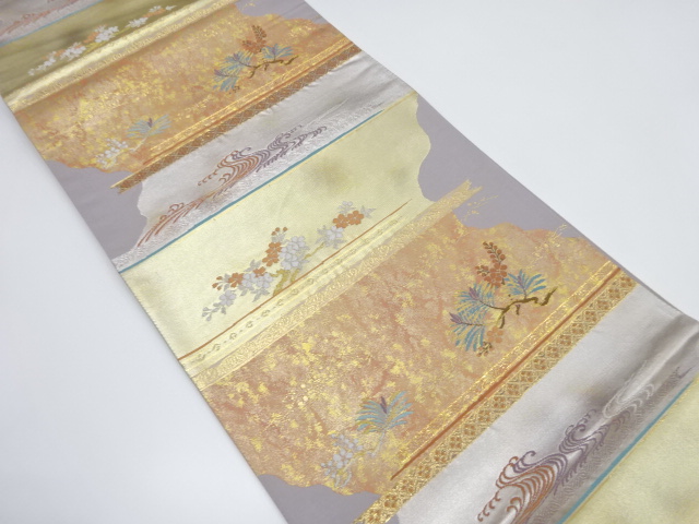 引箔　道長松桜文織り出し　袋帯